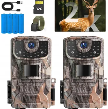 Bezpečnostní kamera KAMERA LEŚNA FOTOPUŁAPKA 2K FULL HD Lesní kamera / Fotopast 2K Full HD, 26 IR diod, 36 MPx + 32 GB karta, 2 ks