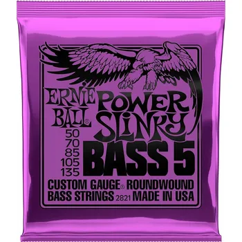 Strunný nástroj Ernie Ball 2821 Power Slinky Nickel 050-135 Struny pro 5-strunnou baskytaru (Jako nové)