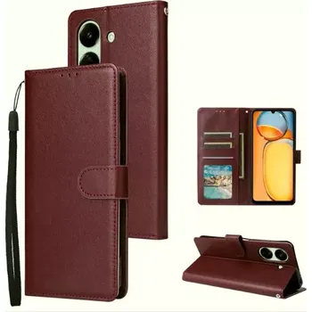 Pouzdro na mobilní telefon TT-TopTechnology Kožené pouzdro Xiaomi Redmi 13c 4G / 5G brown, hnědé, řada CLASSIC