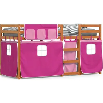 Postel Dřevěná patrová postel voskově hnědá borovice 205,5 x 85,5 x 112 cm