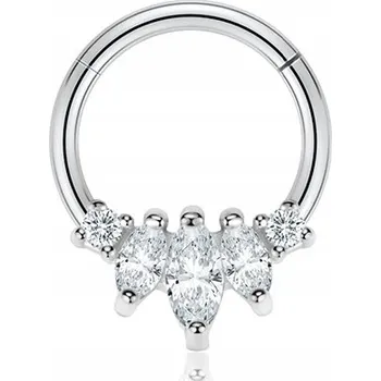 Náušnice Kroužek clicker s bílými zirkony - stříbrný 1,2/10