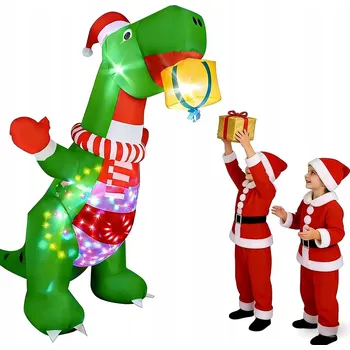 Vánoční dekorace NAFUKOVACÍ VÁNOČNÍ DEKORACE DO ZAHRADY 2,4 m Vánoční dinosaurus