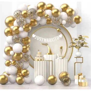 Balónková girlanda bílo-zlatá Just Married 110 ks