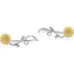 B-TOP Jemné stříbrné náušnice s motivem slunečnice - Stříbro 925