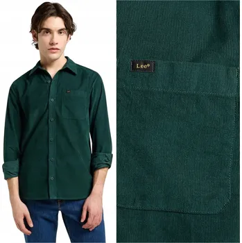 Pánská košile Lee LEESURE SHIRT Jade Forest pánská bavlněná manšestrová košile M
