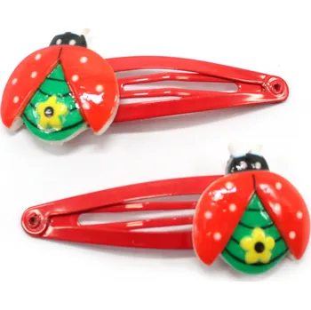 Červené sponky s beruškou, 2 ks