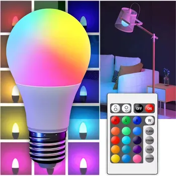 Žárovka ŽÁROVKA E27 8W RGB+W BARVA + TEPLÁ BÍLÁ s DÁLKOVÝ OVLADAČ