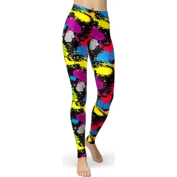 Dámské legíny Krátké legíny barevné ve stylu 80. let, cákance barvy, vícebarevné XL