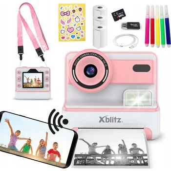 Digitální fotoaparát Xblitz FLASH PINK INSTANTNÍ FOTOAPARÁT S TERMOTISKÁRNOU + 3 ROLKY + 16GB