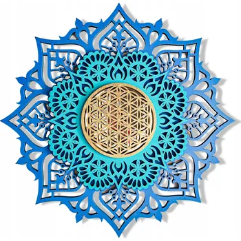 Obraz 3D Mandala, NÁSTĚNNÁ DEKORACE, DŘEVO, 3 VRSTVY, OBRAZ DO OBÝVÁKU, ZRCADLO!