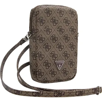 Pouzdro na mobilní telefon Guess PU 4G Triangle Logo Taška na Telefon se Zipem Brown GUWBZP4GFTSW
