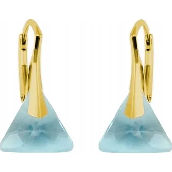 Náušnice Stříbrné 925 pozlacené náušnice Swarovski Triangle 12mm Aquamarine