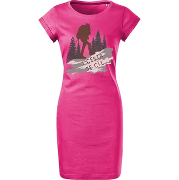 Dámské šaty Bavlněné letní šaty I cesta je cíl Velikost: XL, Barva: Purpurová