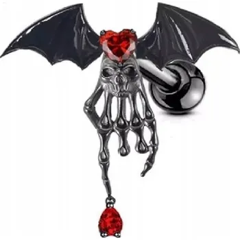 Náušnice Helix Lobe Náušnice do Ucha, Chrupavky Netopýr Lebka Zirkony SS316L