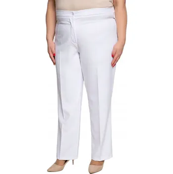 Dámské kalhoty Mdr24 elegantní dámské kalhoty rovné dlouhé bílé velikost 50