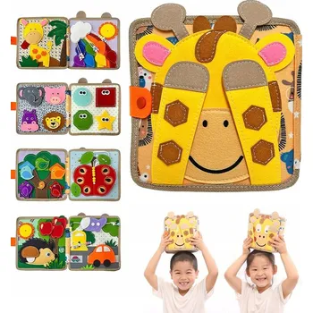 Hračka pro nejmenší Montessori Senzorická Manipulační Knížka - Vzdělávací Tabule Hračka