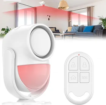 Pohybové čidlo Alarm PIR detektoru pohybu s hlasitostí 125 dB + dálkové ovládání - pro dům, chatu, karavan