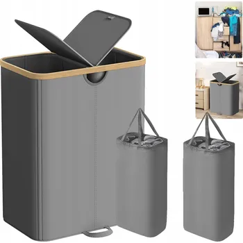 Koš na prádlo KOŠ NA PRÁDLO S VÍKEM, ÚLOŽNÝ PROSTOR NA OBLEČENÍ 150L S VÍKEM, VYSOKÝ 70 cm