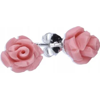 Náušnice Stříbrné náušnice 925 růžové růže 1,30g