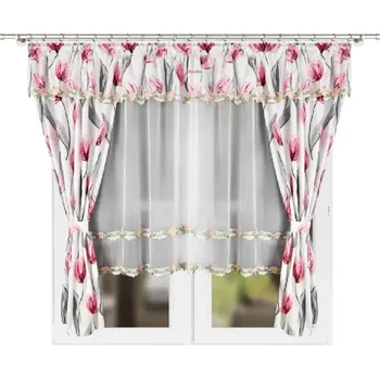 Záclona BytoTex Hotová záclona se závěsem Tulipány II, 400x160 cm