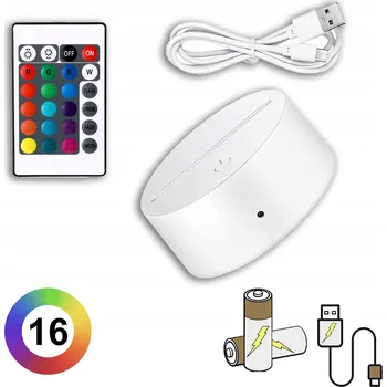 Lampička ZÁKLADNA PRO 3D NOČNÍ LAMPIČKU LED PODSTAVEC 16 BAREV LAMPičKA S DÁLKOVÝM OVLADAČEM RGB