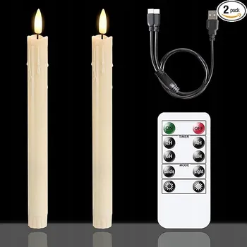 Svíčka 2-BALENÍ LED Svíčka NABÍJECÍ Vložka Svíčka na baterie 24,5 cm SADA + DÁLKOVÉ OVLÁDÁNÍ
