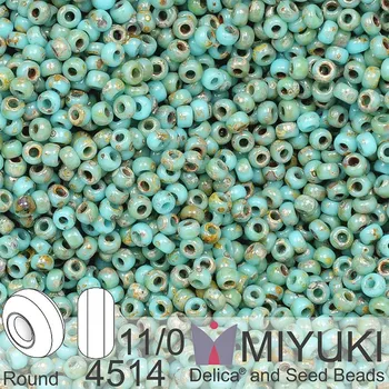 Korálek Korálky Miyuki Round 11/0. Barva 4514 Opaque Turquoise Blue Picasso. Balení 5g.