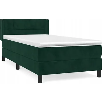 Postel Kontinentální postel s matrací 90x190 cm, tmavě zelená, sametová