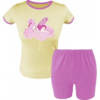 Dívčí bavlněné pyžamo s krátkým rukávem, potisk, velikost 110