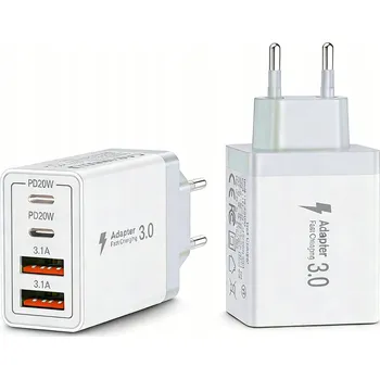 2 KS RYCHLÁ SÍŤOVÁ NABÍJEČKA 2x USB 2x USB-C QC 3.0 PD 40W