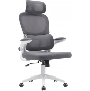 Kancelářské křeslo s područkami Renard - tmavě šedá/bílá