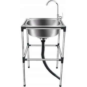 Vana Technický Dřez Volně stojící OCELOVÝ s baterií + police 50x40x75 cm