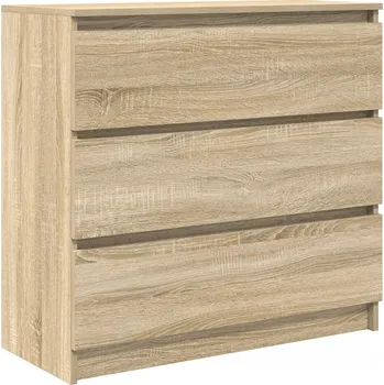 Komoda Komoda dub sonoma 80 x 35 x 76 cm, 3 zásuvky, dřevěný kompozit