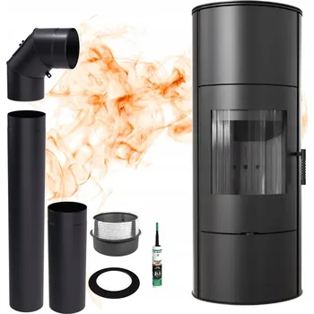 Krbová kamna Kamna Kratki z oceli 7 kW černé, obložení 97 cm