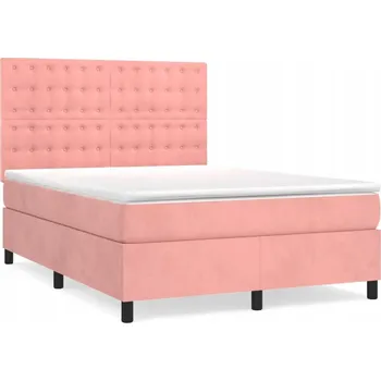 Postel Kontinentální postel s nastavitelným čelem, růžová, 193 x 144 x 118/128 cm