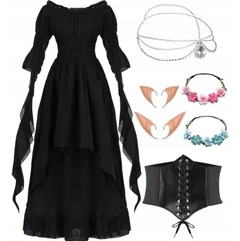 Karnevalový kostým Kostým Elfa Šaty Černá M