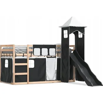 Postel Dřevěná patrová postel se skluzavkou, borovice, 205,5 x 87,5 x 113 cm, bi