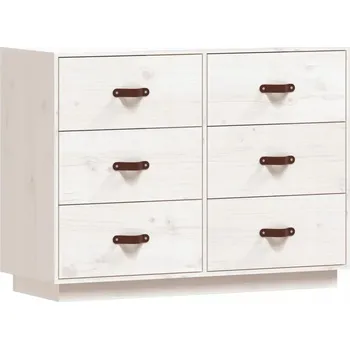 Komoda Bílá komoda z masivního borovicového dřeva 100 x 40 x 75 cm, 6 zásuvek