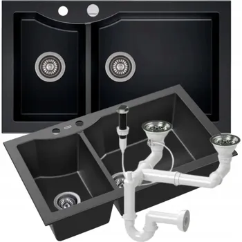 Granitový dřez Granitový dřez dvoudílný ZEUS černý