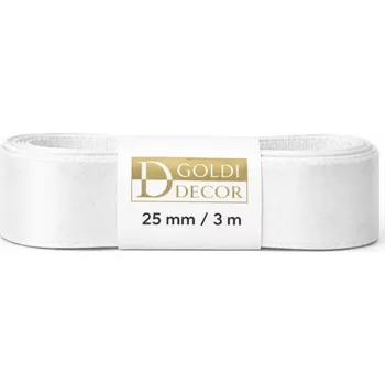 Stuha Stuha taftová PURE WHITE bílá 25mmx3m (8,-Kč/m) (Stuha taftová, barva čistě bílá, oboustranná, tkaním zesílené okraje, skládaná)