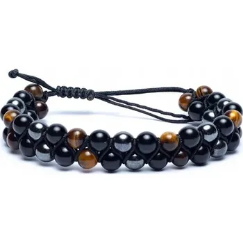 Náramek Náramek z kamenů hematit, obsidián a tygří oko