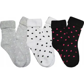 Dámské ponožky 27-30 Ponožky 3x bavlna FROTÉ netlačící TEPLÉ silné YOCLUB puntíky