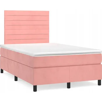 Postel Kontinentální postel s nastavitelným čelem, růžová, 203x120x118/128 cm