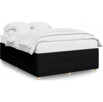 Postel Rám postele 190x140 cm, černý, tkanina polyester, nohy z borovicového dřeva