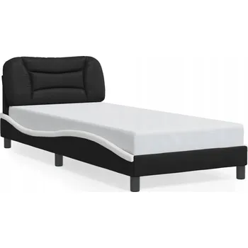 Postel Rám postele s čelem černobílý 218 x 85 x 74,5 cm, matrace 80 x 200 cm