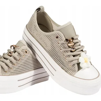 Dámské tenisky Dámské Ažurové Tenisky Šedé Platformové Boty Šněrovací Módní vel. 38