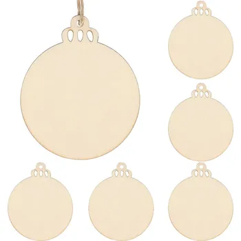 Vánoční dekorace VÁNOČNÍ KOULE DŘEVĚNÁ KOULE 6 KS