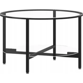 Konferenční stolek Černý kulatý čajový stolek 70 x 46 cm z tvrzeného skla