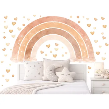 Samolepící dekorace Akvarelová duha boho samolepka na zeď arch 75 x 41 cm