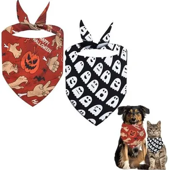 Obleček pro psa 2 kusy halloweenských šátků pro psy, halloweenské šátky pro domácí mazlíčky, trojúhelníkový šátek